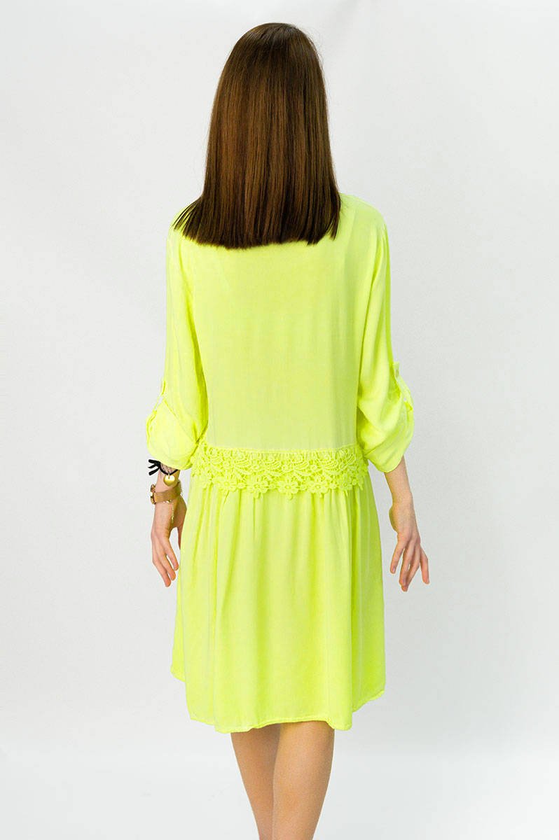 Baumwolle Kleid Neon Gelb 307art Gelb Damen Kleider Goodlookin De