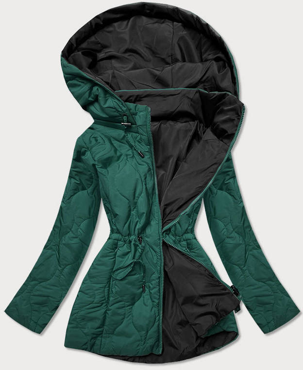 Pikowana kurtka dwustronna damska zielono-czarna (mhm-w589big)