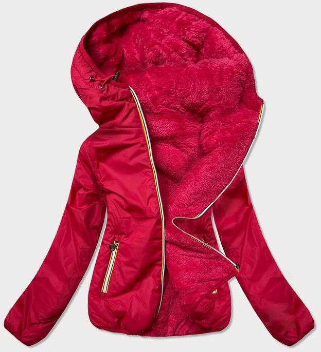 Krótka damska kurtka 2 w 1 czerwona (h1029-29)
