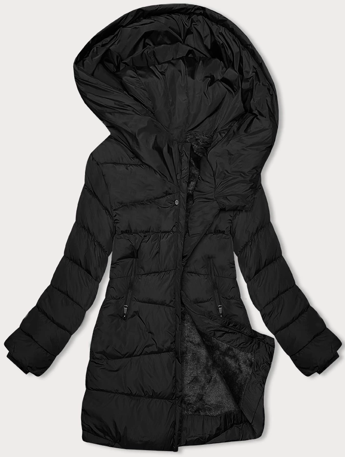 Asymetryczna kurtka damska czarna (2M-21113)